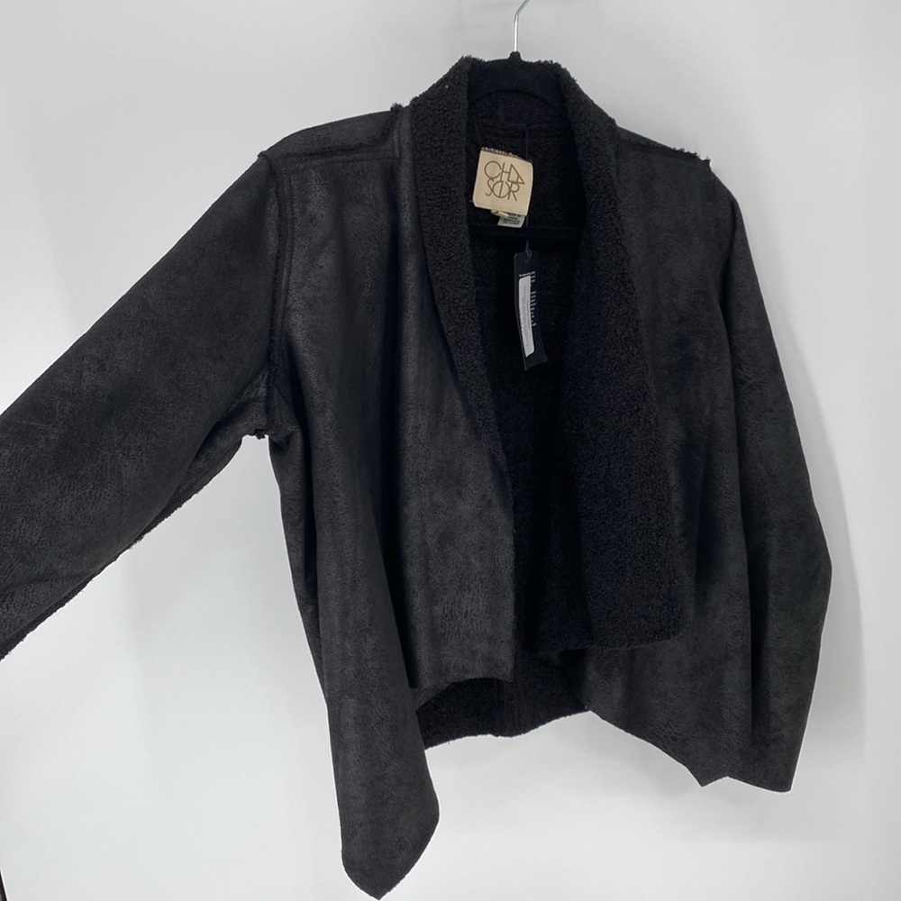 Chaser Faux Suede Shearling Reversible Waterfall Neck Jacket NWT Size Small - Picture 4 of 9